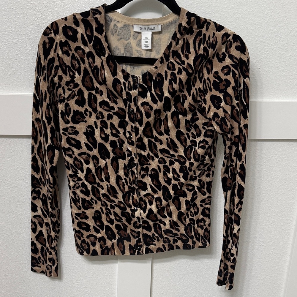 White House Black Market Leopard Print Button-Down Shirt